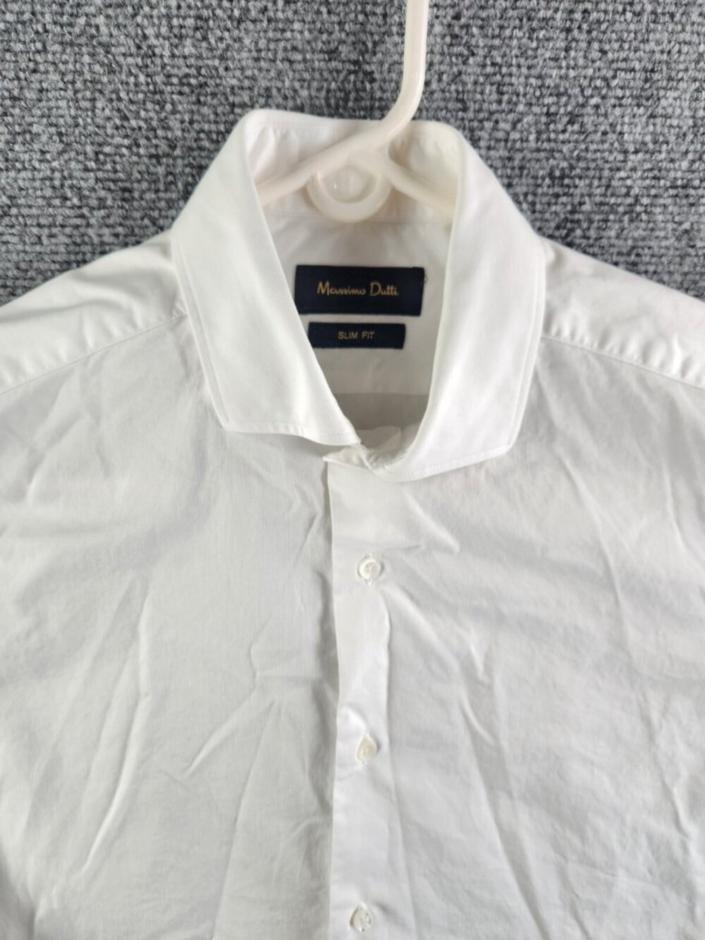 Massimo Dutti Slim Fit Men 15.75 Long Sleeve Button Up White Cotton French Cuff